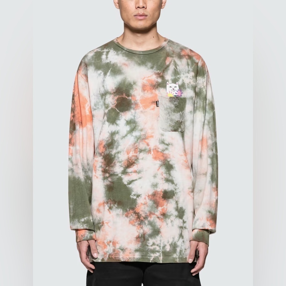 RIPNDIP Flowers For Bae Cat Green & Pink Acid Wash size large